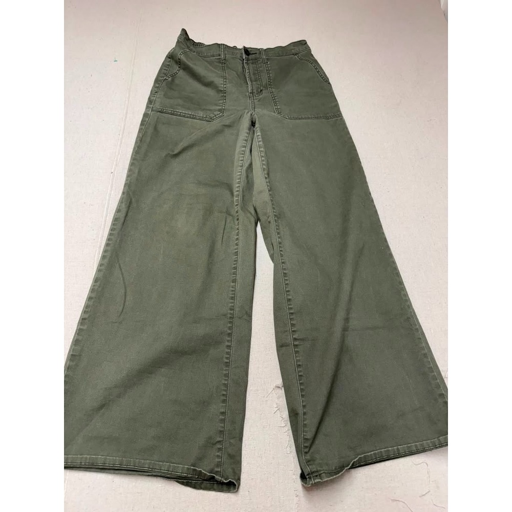 Anthropologie Pilcro Women's Wide Leg Utility Pants Olive Green Size 30 [A52]